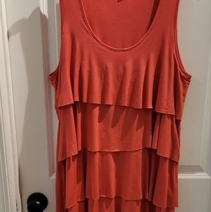 Brand George dress orange size XL layered ruffles stretch material Midi length